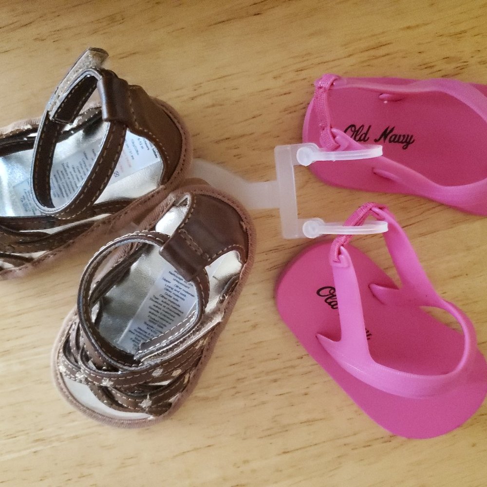 Girl's Summer Sandals and Flip Flops - 6m to 12 m - 2 - New